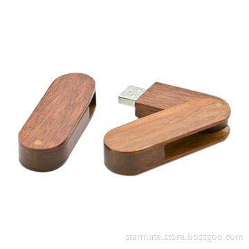 Wood Material Swivel USB Flash Drives, from 64MB to 32GB